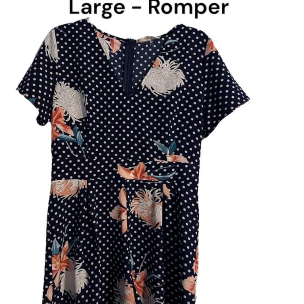 Entro Navy Floral Polka Dot Romper
